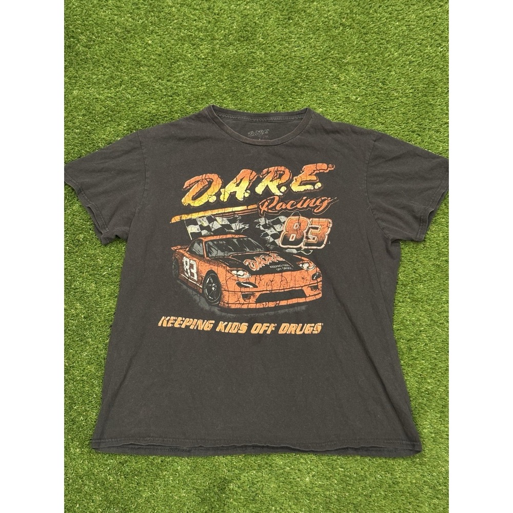 D.A.R.E. T-Shirt Black Size  L Large NASCAR Racing Car Graphic Tee Short Sleeve
